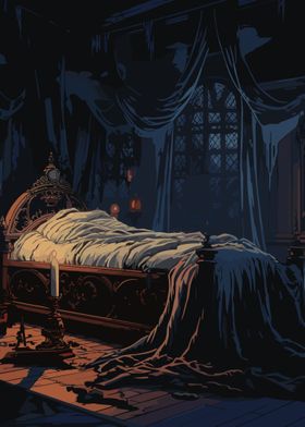 Dark Bedroom with Candelabra