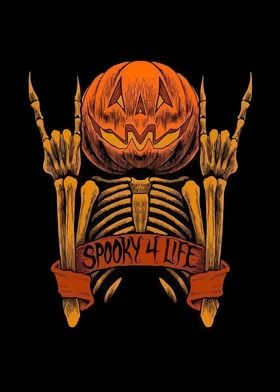 Spooky 4 Life Pumpkin Skeleton