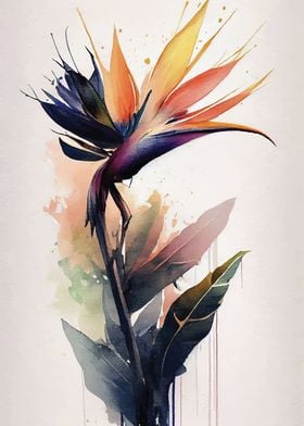 Watercolor Bird of Paradise