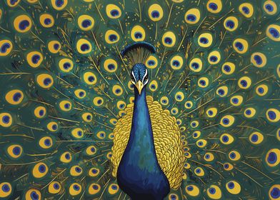 Peacock with Spread Feathers