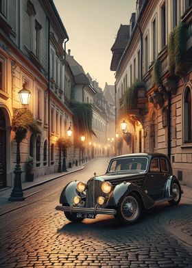 Vintage Car in European City