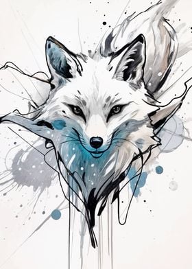 White Fox Watercolor Art