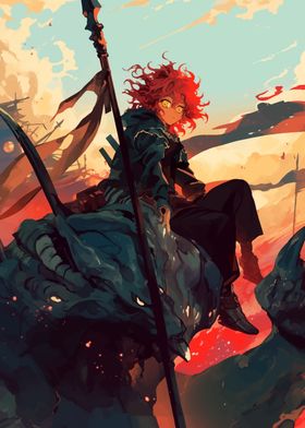 Red-Haired Warrior on Dragon