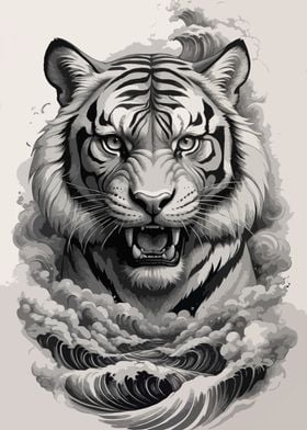 Tiger with Waves