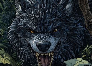 Wolf with Glowing Eyes