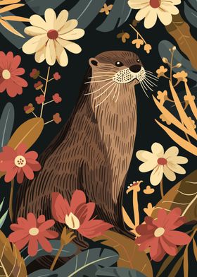 Otter in Floral Paradise