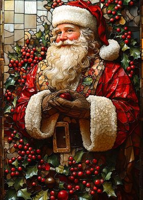 Stained Glass Santa Claus