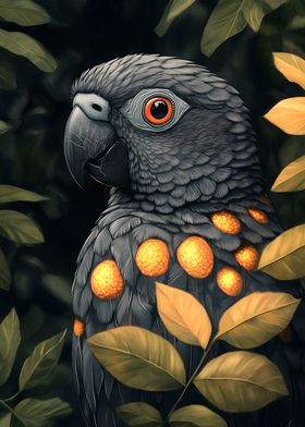 Gray Parrot with Golden Spots