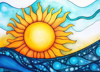 Sun and Waves Art