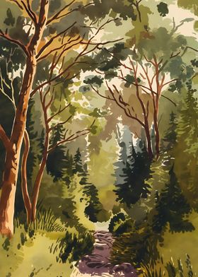 Forest Path Watercolor