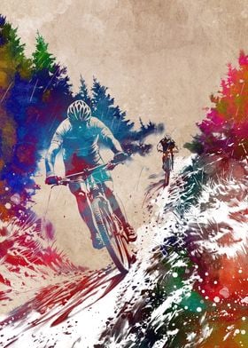 Mountain Biking Watercolor