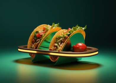 Tacos on Neon Tray