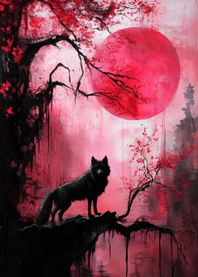 Wolf Under Red Moon