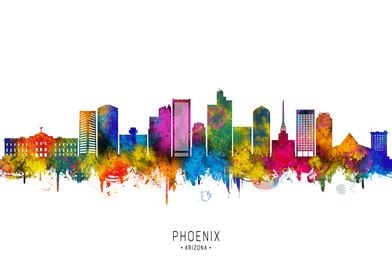 Phoenix Skyline Watercolor