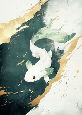 White Axolotl with Gold