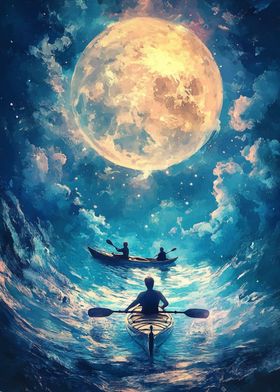 Kayaking Under the Moon