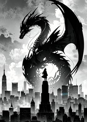 Dragon Over City