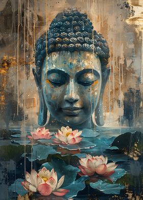 Buddha and Lotus Flowers