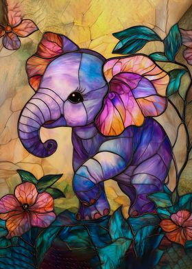 Stained Glass Elephant