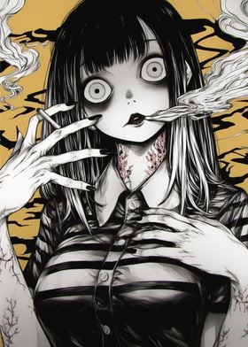 Dark Anime Girl Smoking