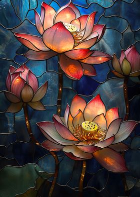 Stained Glass Lotus Flowers