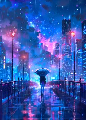 Rainy Night Cityscape