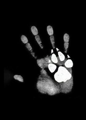 Hand and Paw Print Sad Inspirational Dog Poster