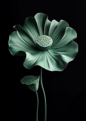 Green Lotus Flower Sculpture