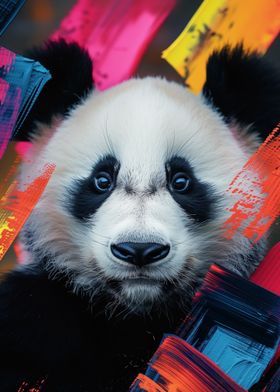 Panda in Paint Strokes