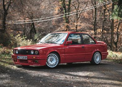 Red BMW E30 Coupe