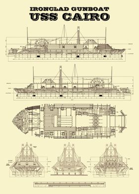 USS Cairo Gunboat Blueprint