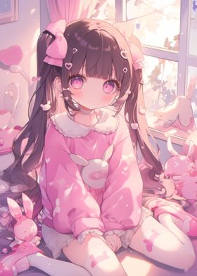 Cute Anime Girl in Pink