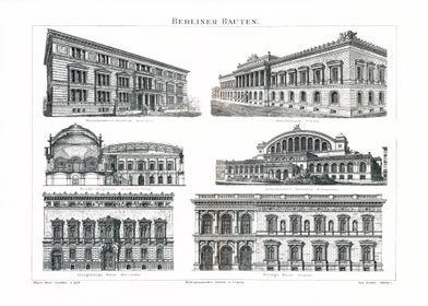 Berlin Buildings Vintage Illustration 