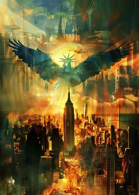 Liberty Eagle: Majestic Transformation Over NYC