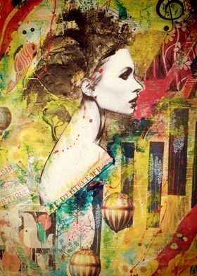 fairytale dream : Abstract Collage with Woman