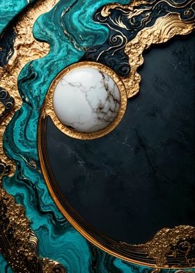 Gold and Marble Abstract Moon