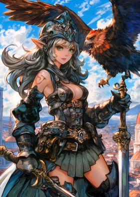 Elf Warrior with Falcon