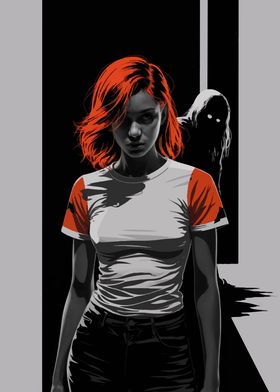 Woman with Red Hair and Evil Shadow