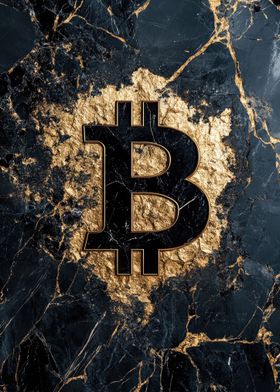 Bitcoin Black And Gold Marble