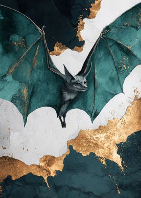 Bat with Teal Wings