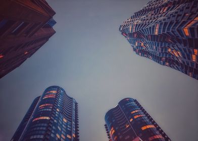 Modern Skyscrapers at Dusk