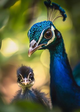 Peacock and Chick