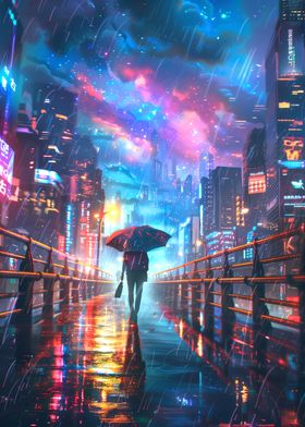 Rainy Night Cityscape