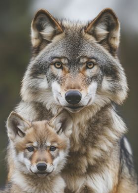 Wolf and Pup Portrait