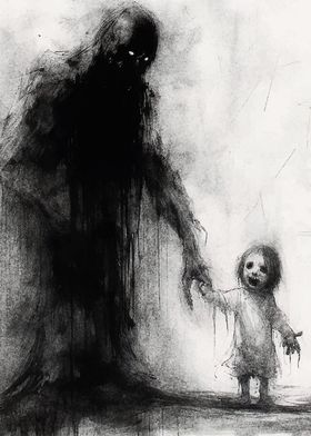 Dark Figure and Child