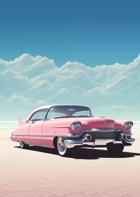 Pink Cadillac on Beach