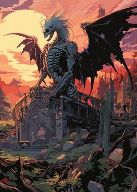 Dark Fantasy Skeletal Dragon