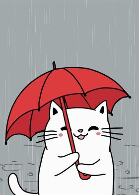 Cute Cat with Umbrella