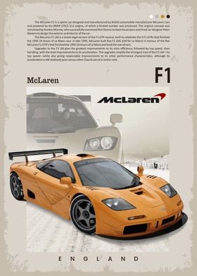 McLaren F1 retro Poster