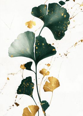 Gold &amp; Green Ginkgo Leaves